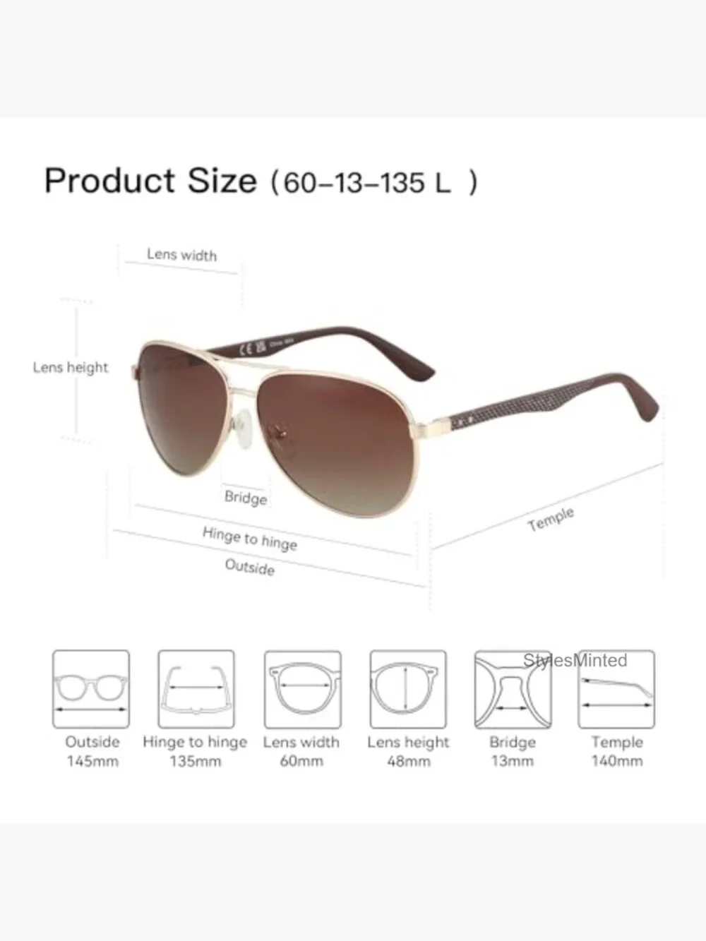 Polarized Aviator Sunglasses Carbon Fiber Temple UV Protection